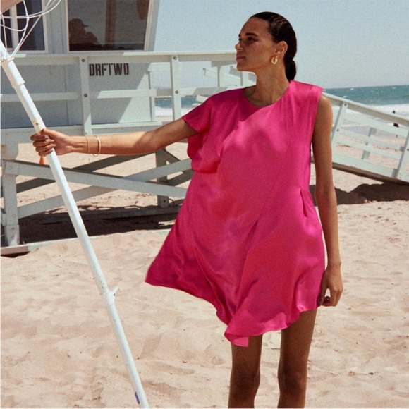 Zara Satin Effect Mini Dress - Picture 2 of 10